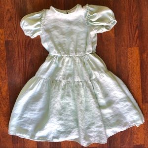 Little Girl Zara Pale Green Tiered Ruffle Sleeve Dress